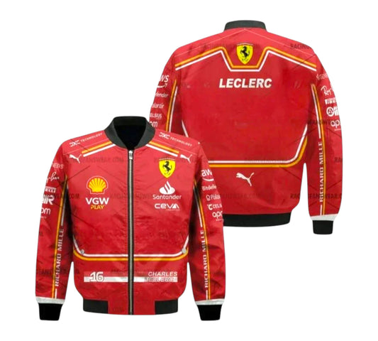Charles Leclerc F1 Ferrari 2024 Vintage Racing Jacket
