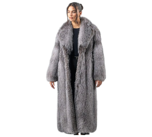 Full Length Blue Frost Fox Fur Coat
