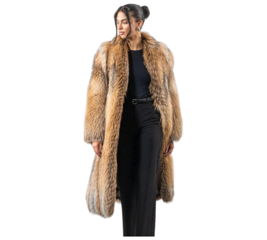 Gold Cross Fox Fur Coat