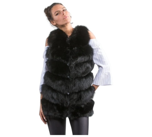 Black Fox Fur Vest