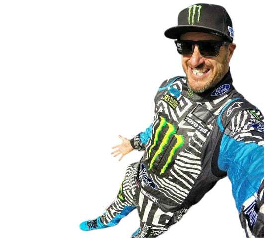 Person wearing a motocross outfit with visible branding on a white background