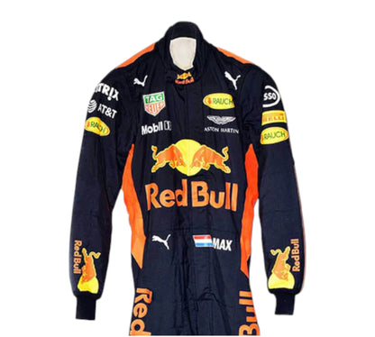F1 racing suit with Red Bull and Puma branding on a white background