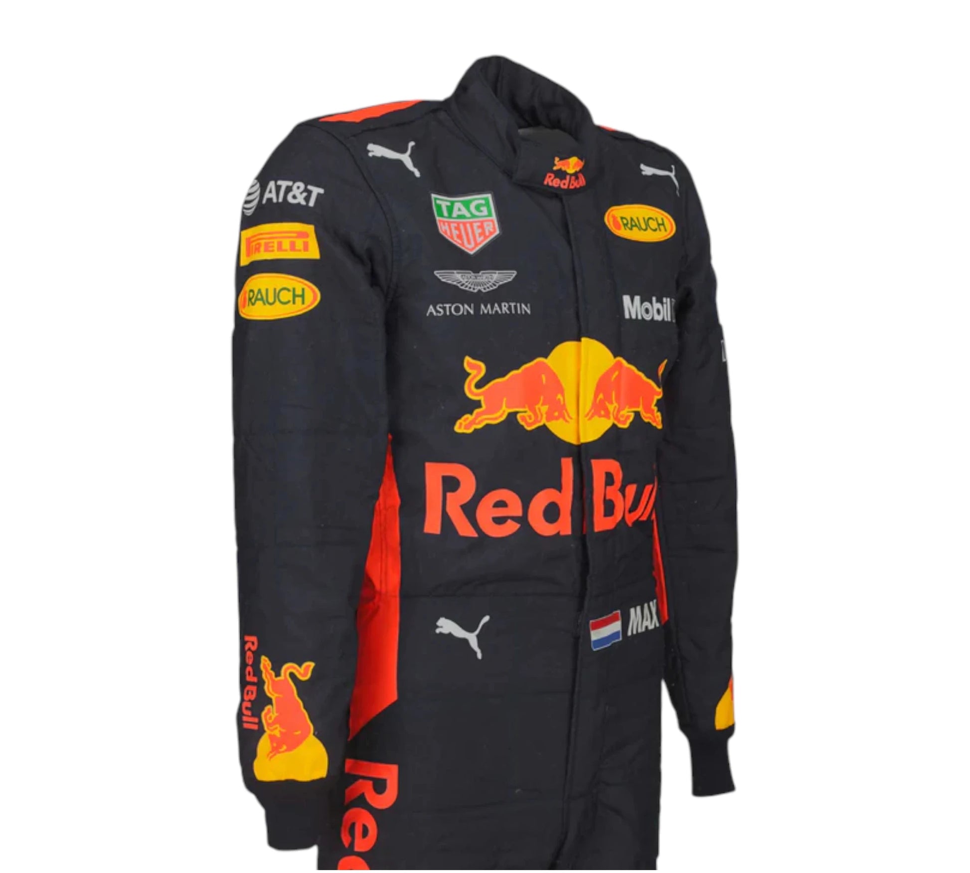 Black racing jacket with Red Bull and Puma logos on a white background