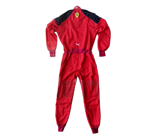 Red racing suit with Ferrari logo on a white background