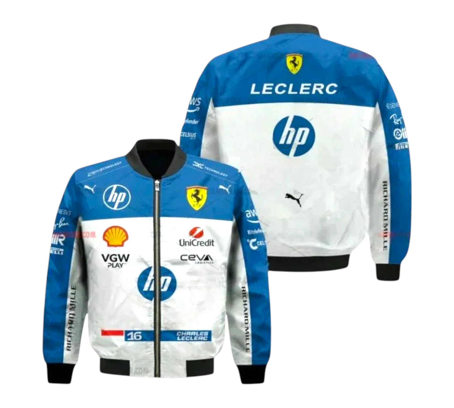 2025 Charles Leclerc Ferrari HP F1 Bomber Jacket – Official Replica Edition

