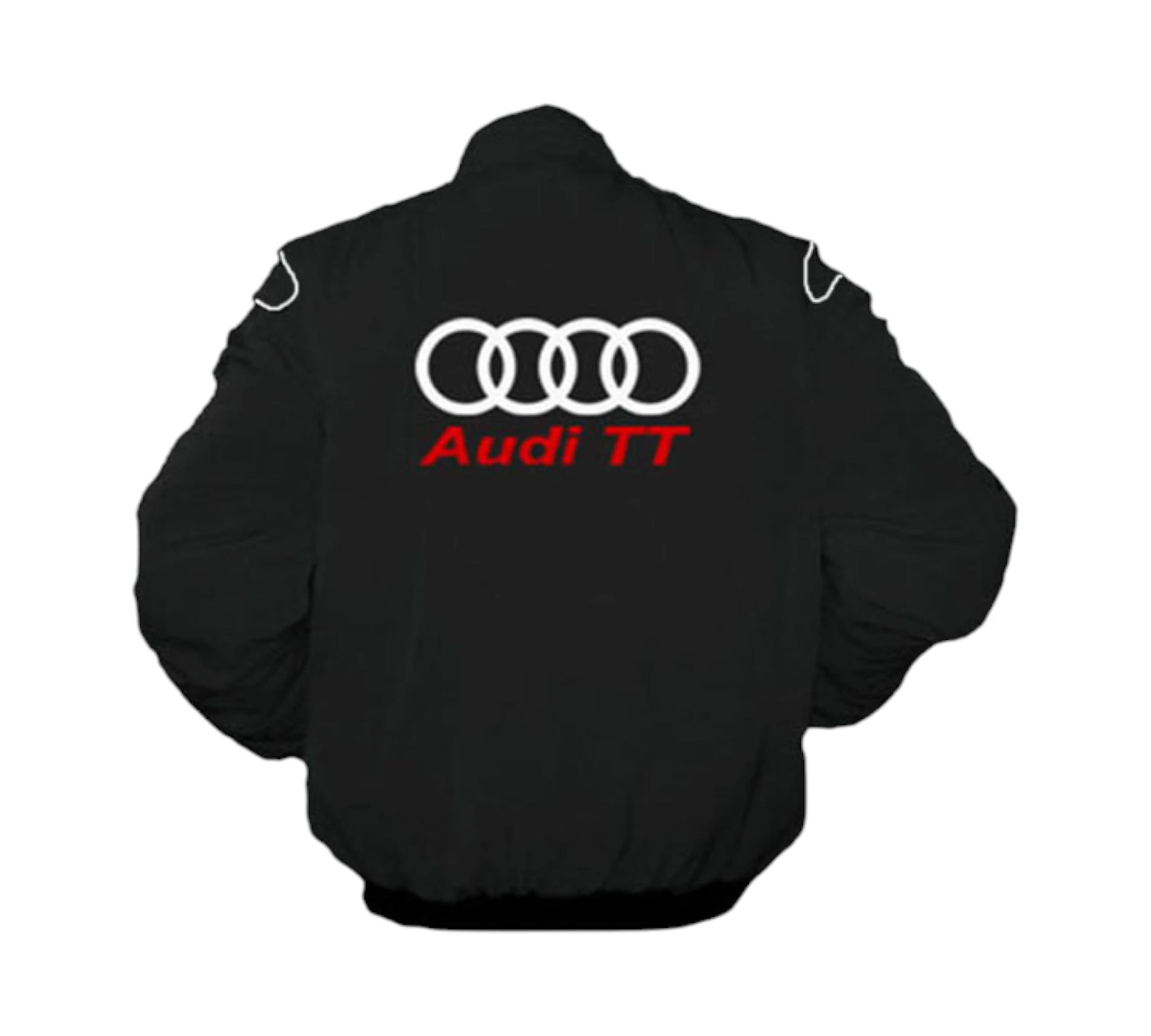 Black jacket with Audi TT logo on a white background