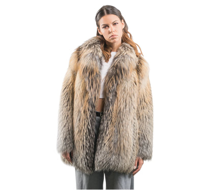 Gold Cross Fox Fur Jacket