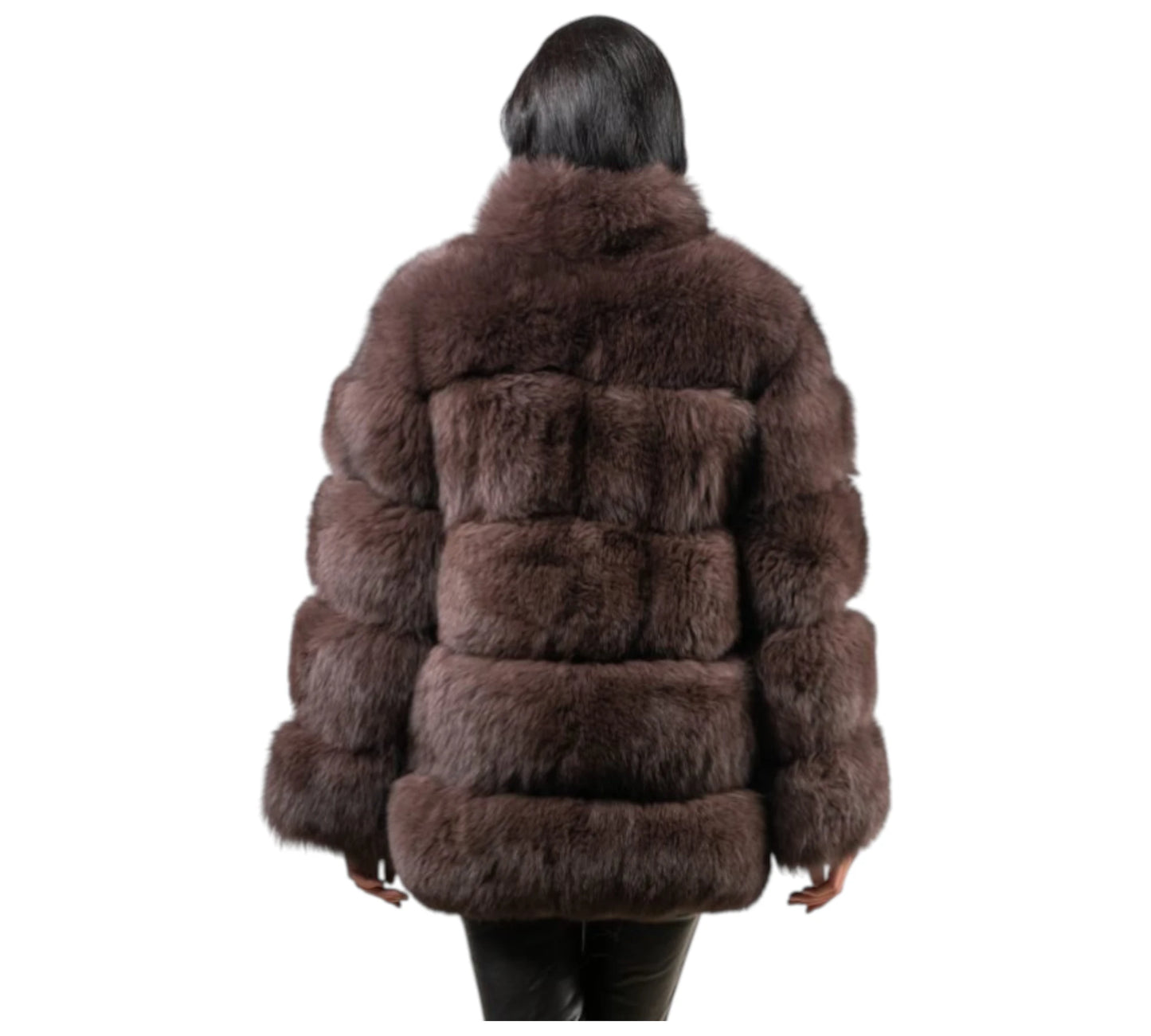 Horizontal Brown Fox Fur Jacket