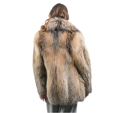 Gold Cross Fox Fur Jacket