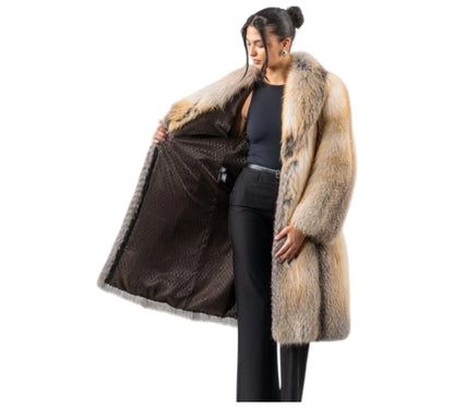 Golden Island Fox Fur Long Jacket