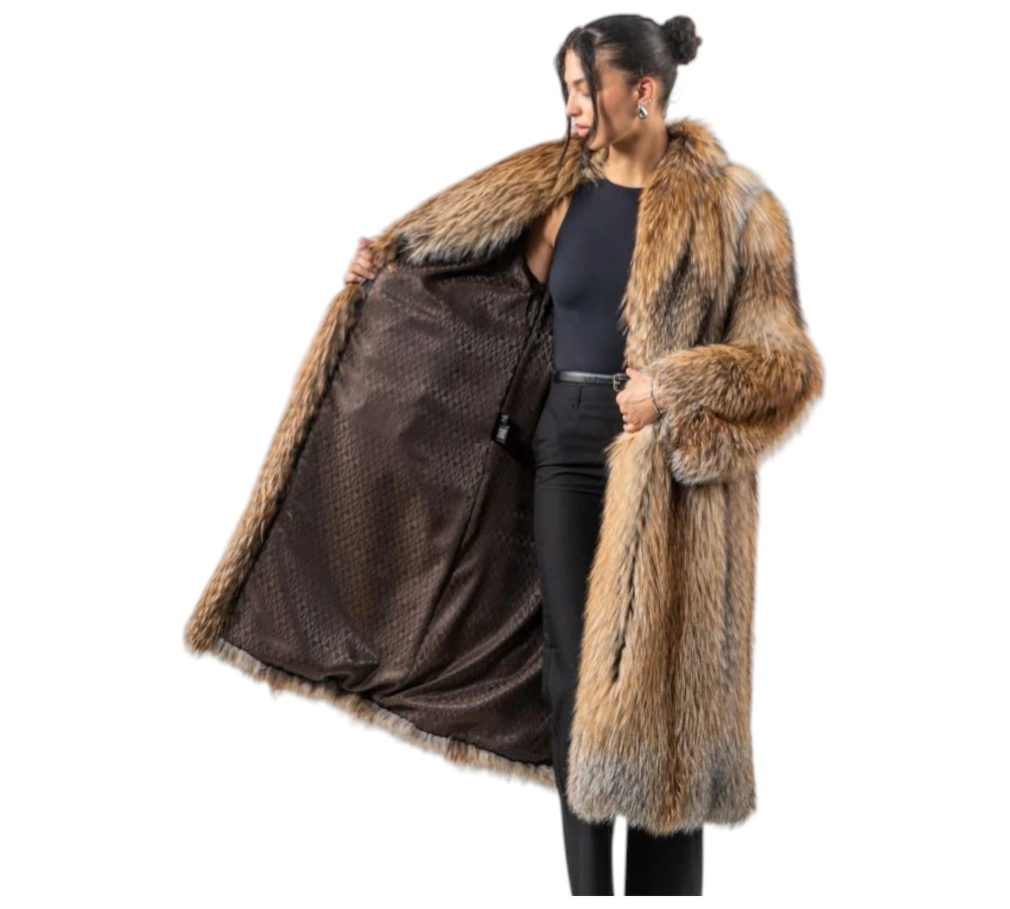 Gold Cross Fox Fur Coat