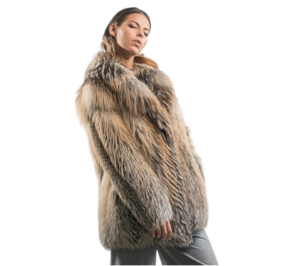 Gold Cross Fox Fur Jacket