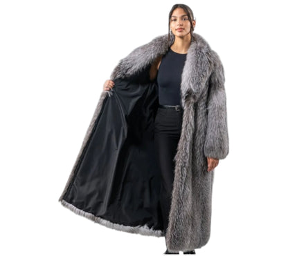 Full Length Blue Frost Fox Fur Coat