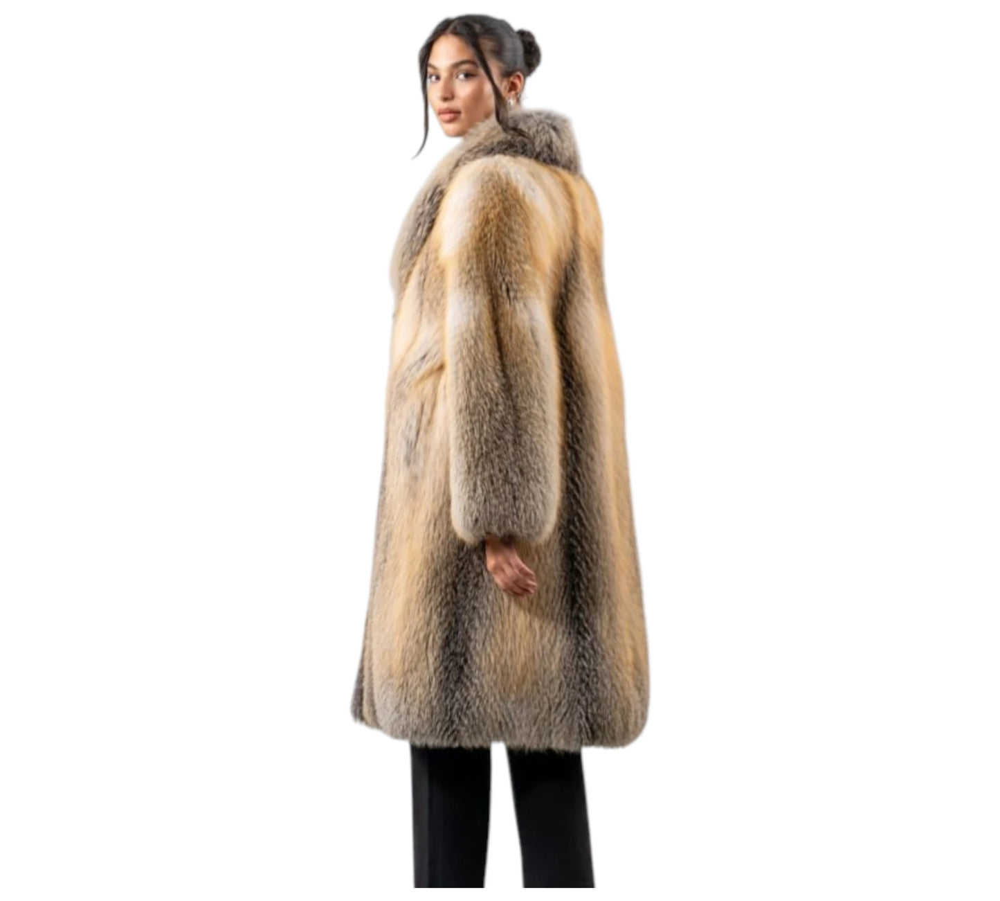 Golden Island Fox Fur Long Jacket