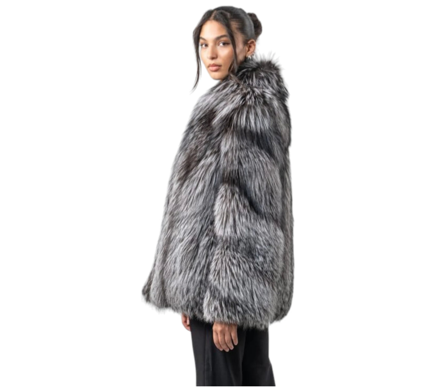 Silver Fox Fluffy Fur Jacket