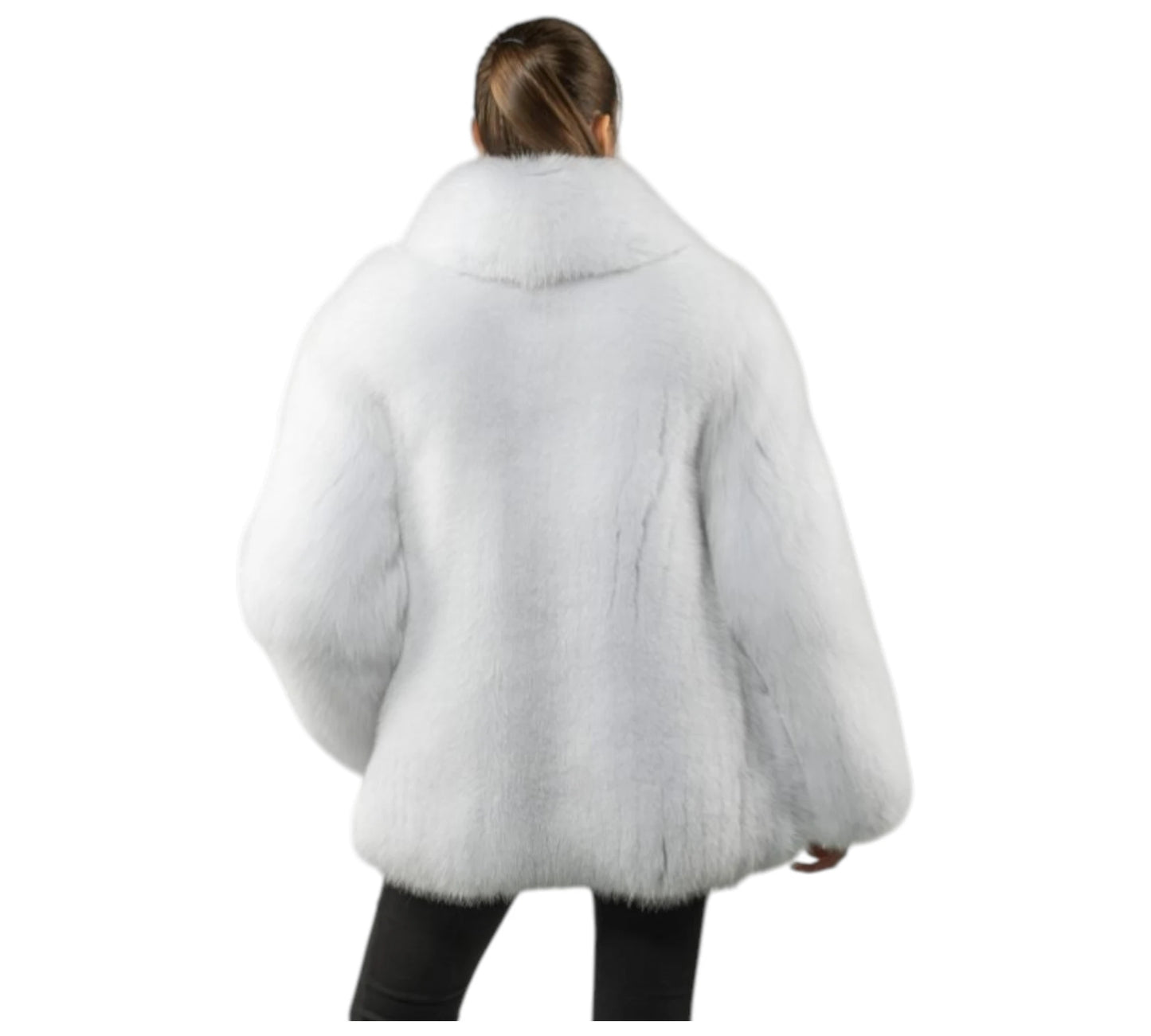 Fluffy White Fox Fur Jacket