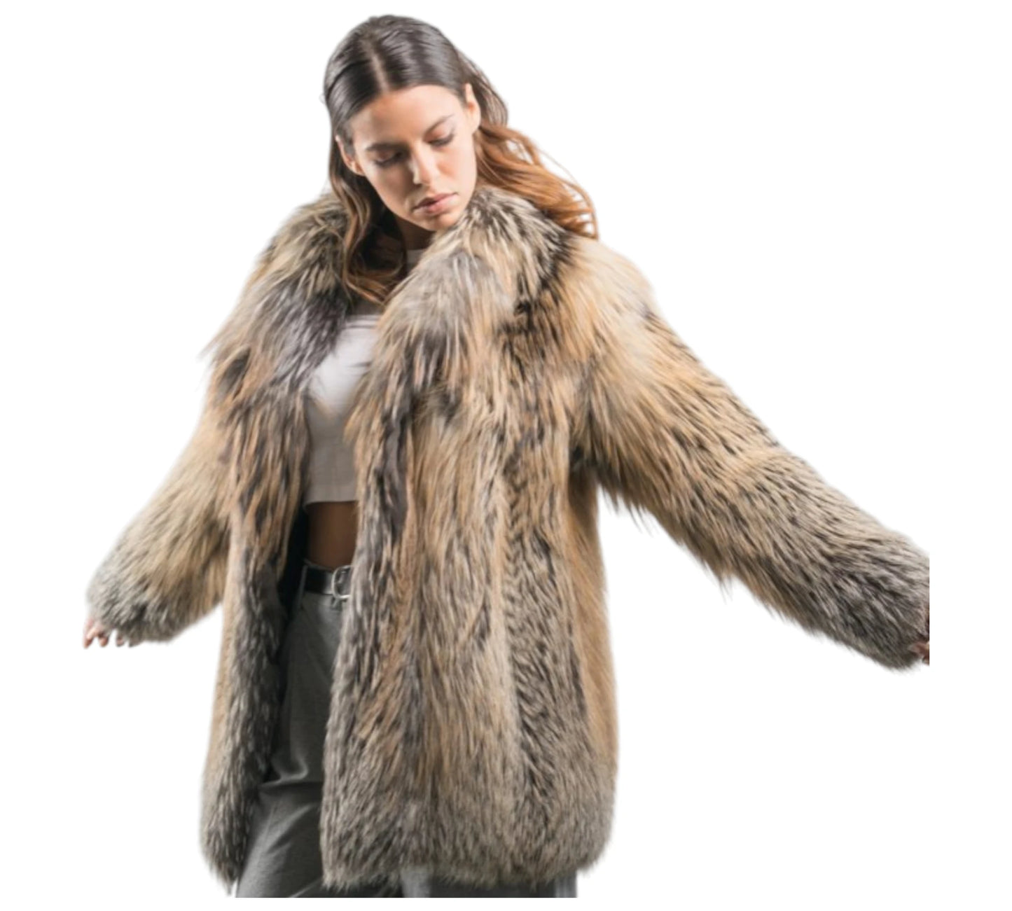 Gold Cross Fox Fur Jacket