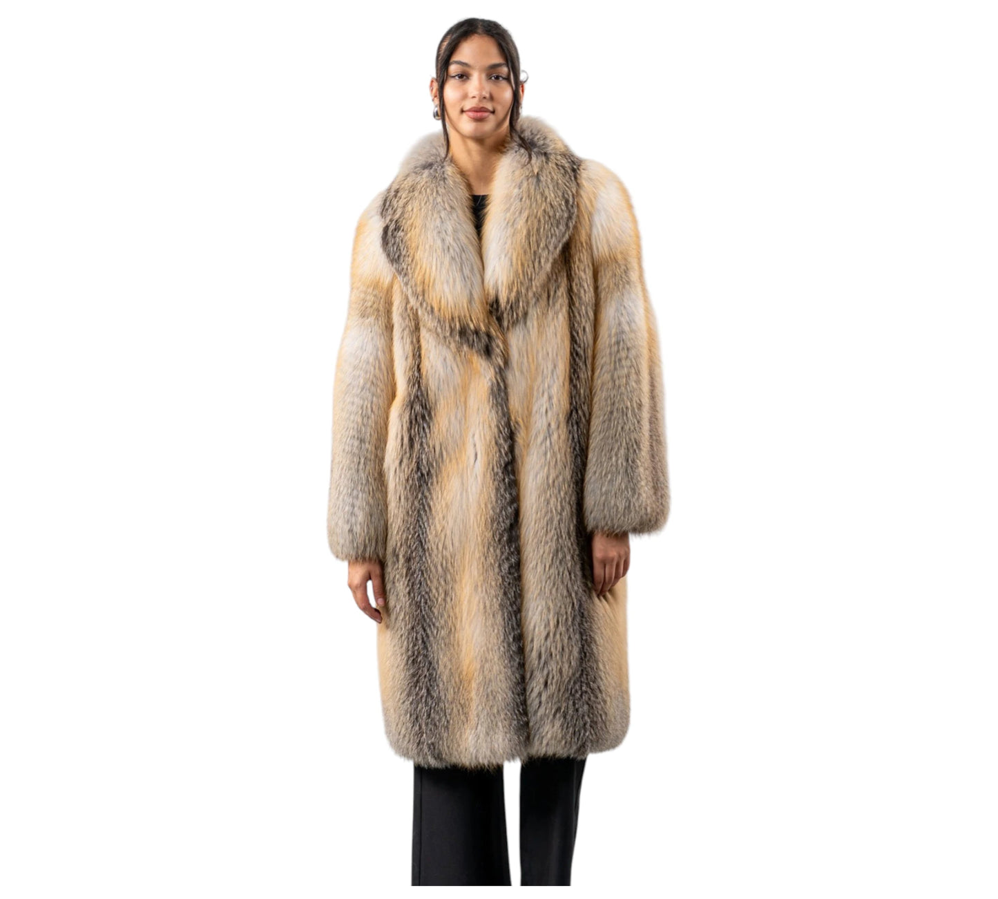Golden Island Fox Fur Long Jacket