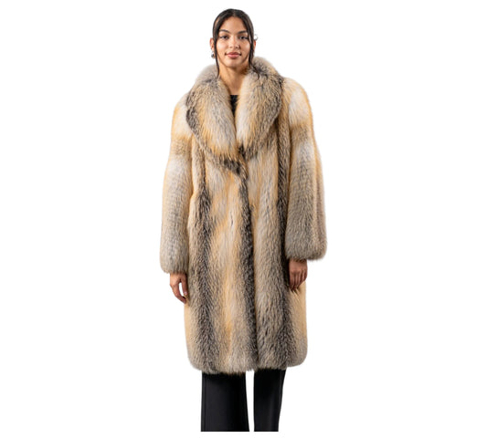 Golden Island Fox Fur Long Jacket