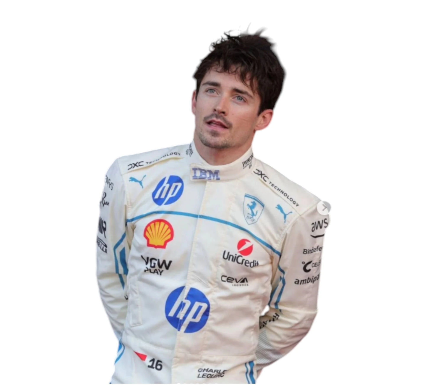 New 2025 Charles Leclerc Monaco GP Scuderia Ferrari F1 Race Suit