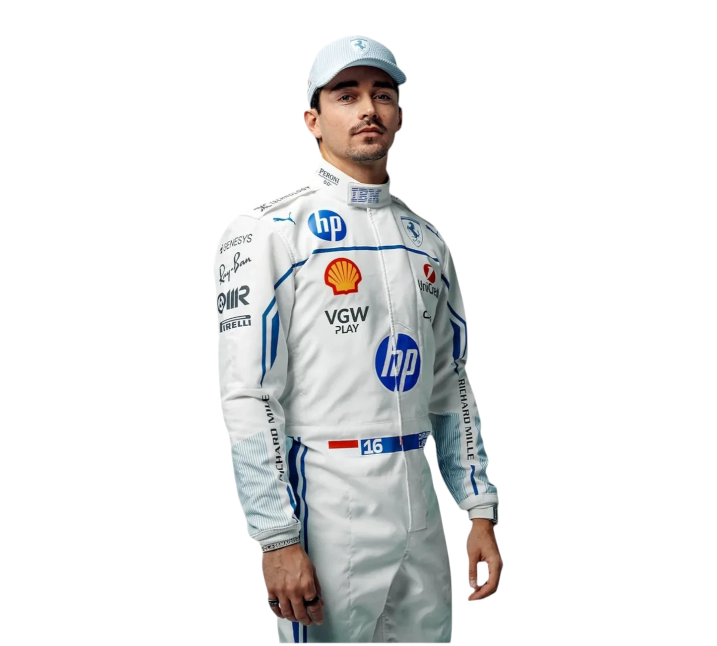 Charles Leclerc Puma racing suit for Scuderia Ferrari