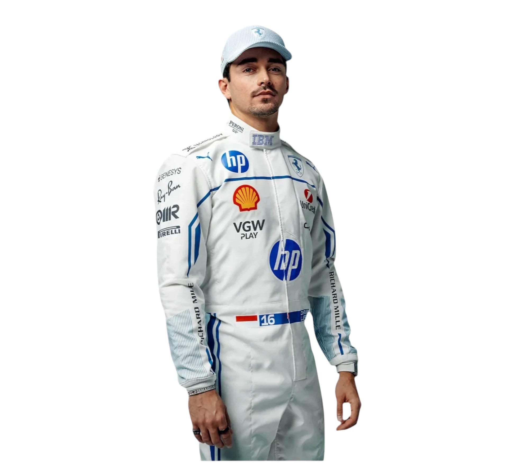 Charles Leclerc Puma racing suit for Scuderia Ferrari