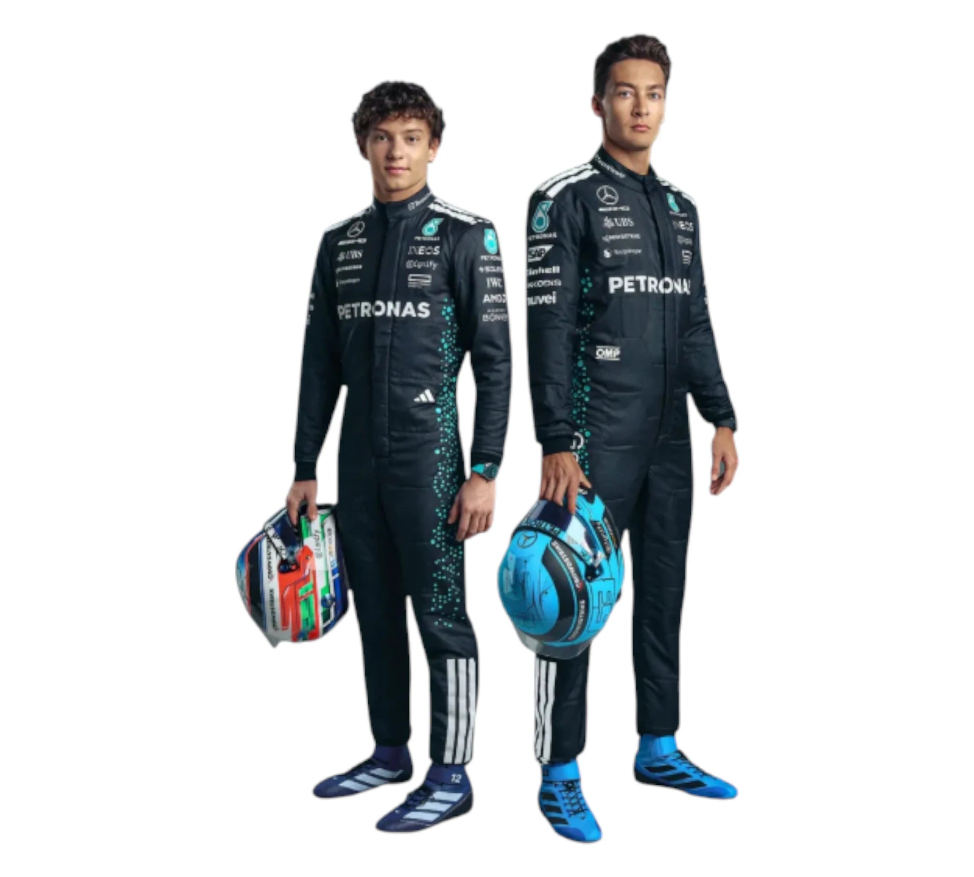 New 2025 George Russell & Andrea Kimi Antonelli Mercedes AMG F1 Replica Racing Suit