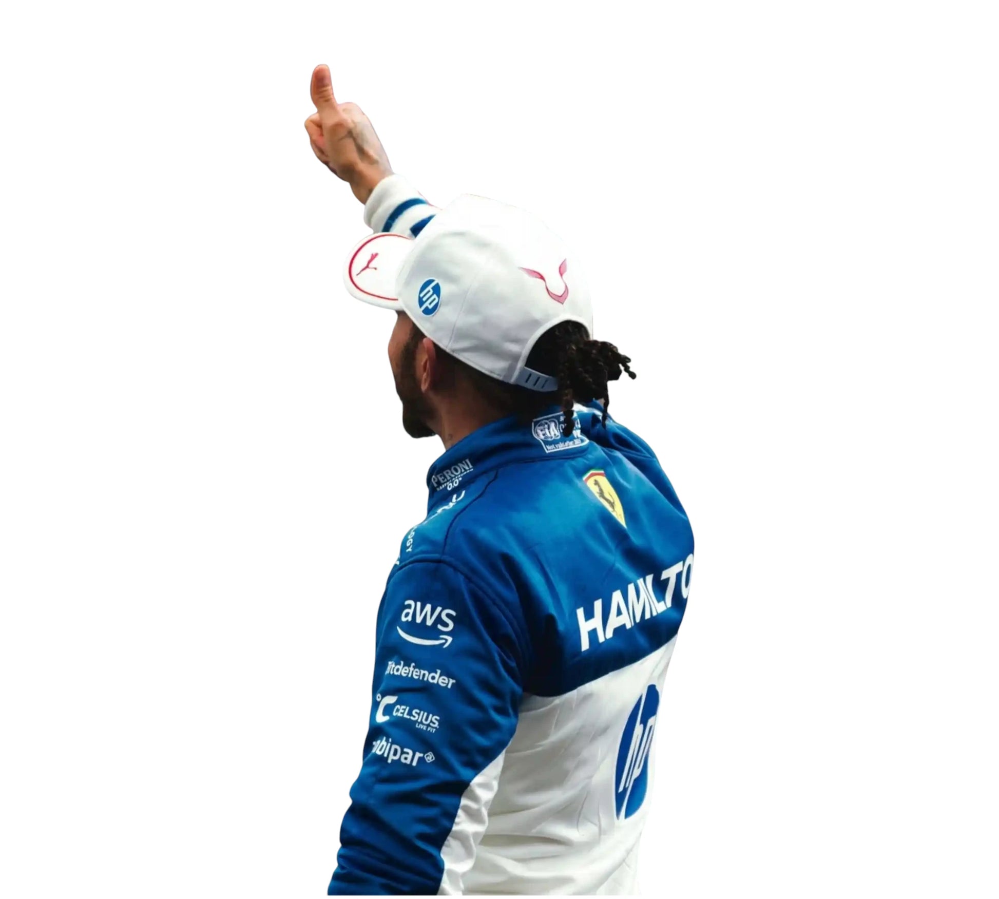 New 2025 Lewis Hamilton Miami Grand Prix Scuderia Ferrari HP F1 Team Replica Racing Suit 