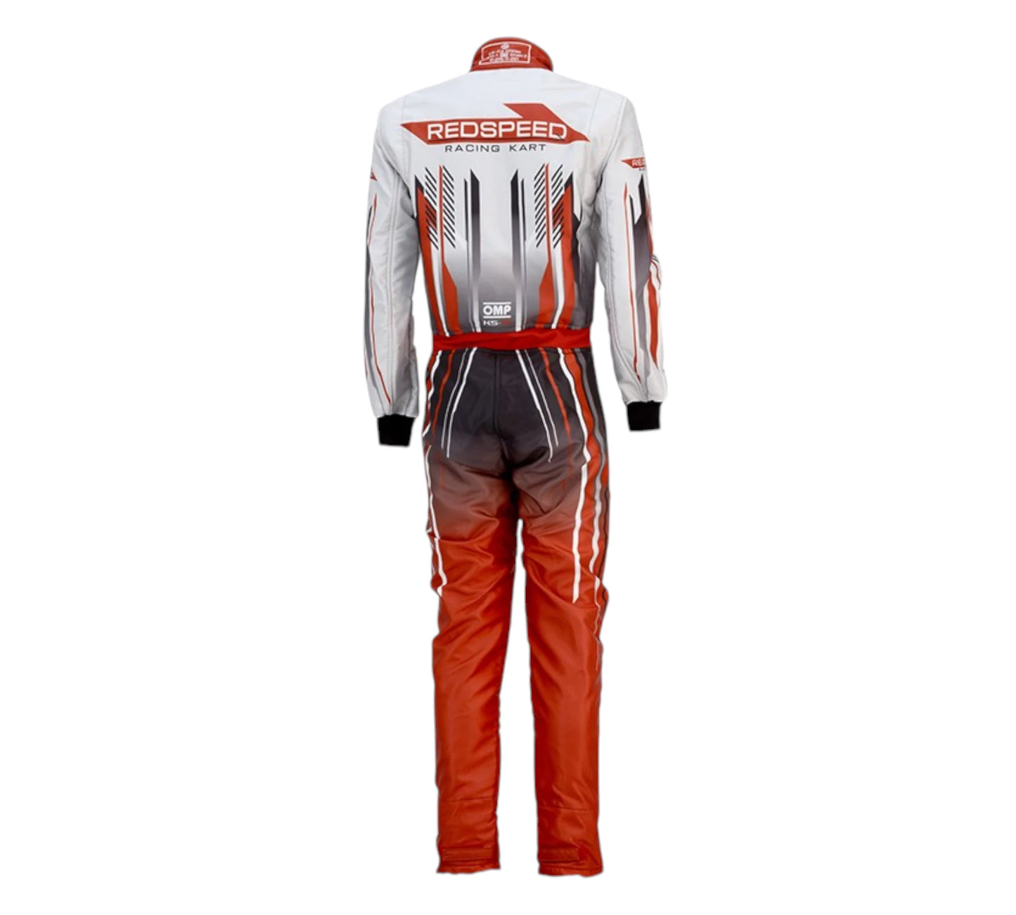 Racing suit with 'Redspeed' branding on a white background