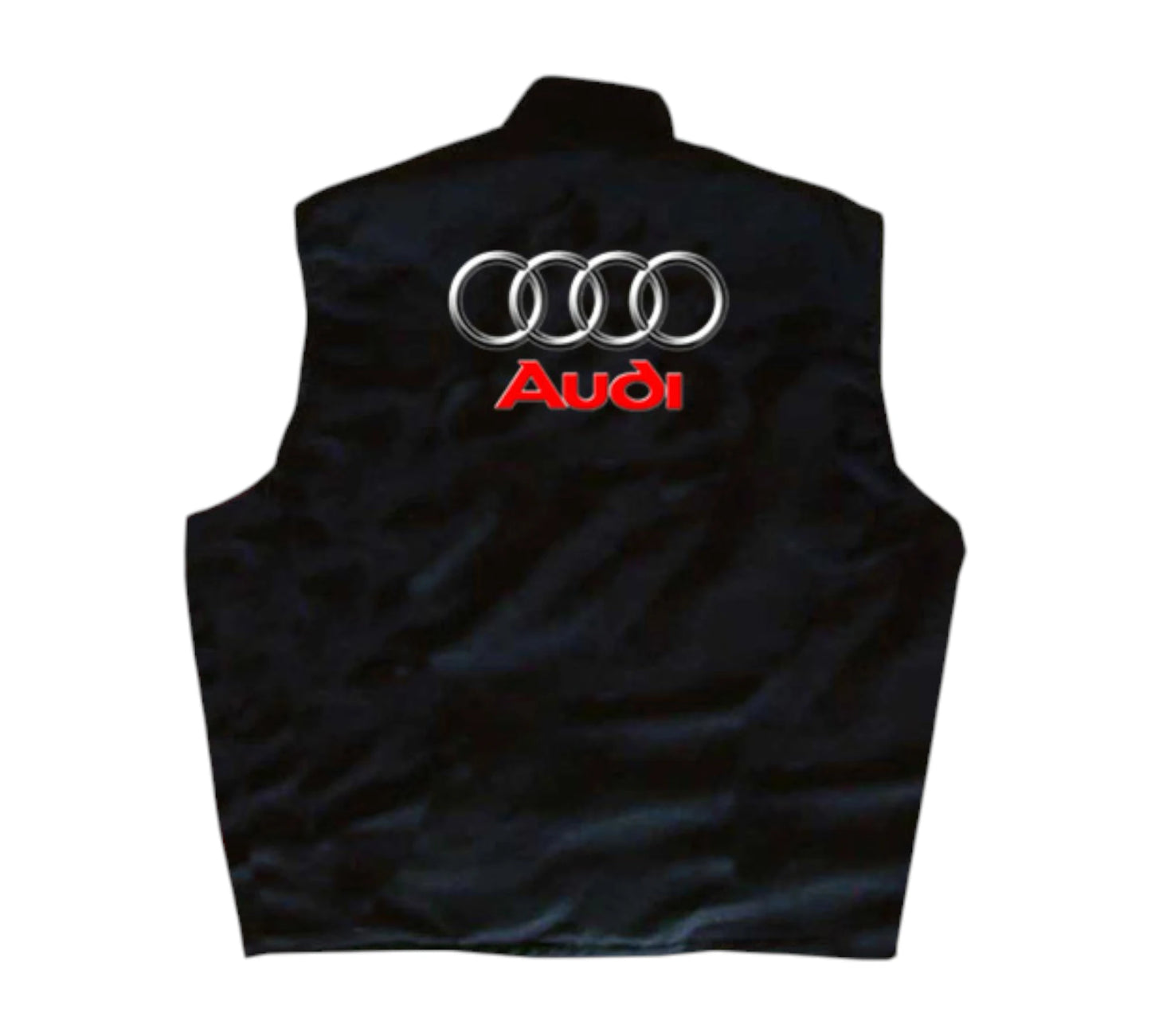 Black vest with Audi logo on a white background