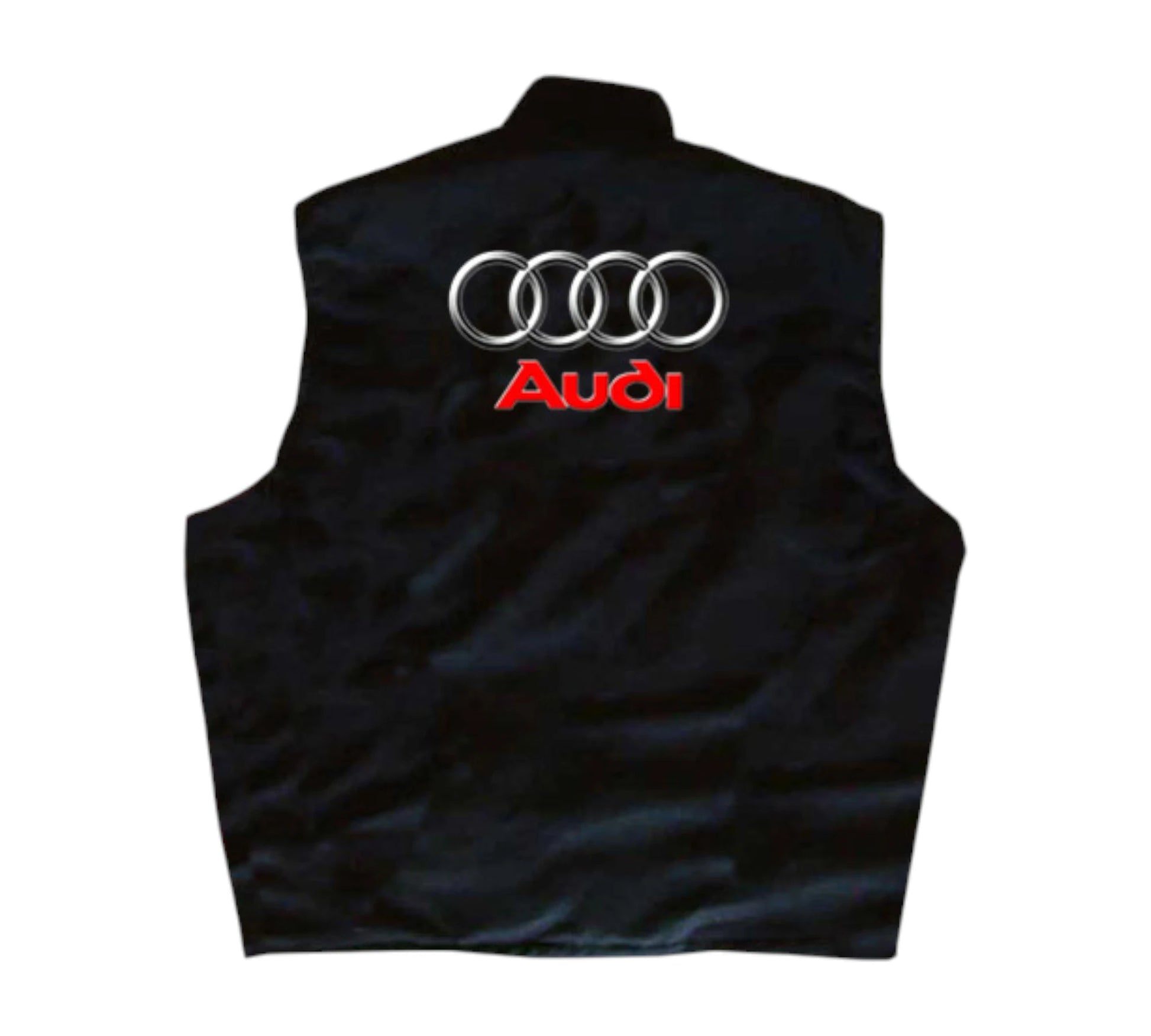 Black vest with Audi logo on a white background